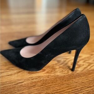Womens Celine Paris Black Suede Dress Pumps Shoes Heels Size 37